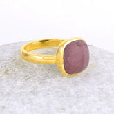 Mookaite Jasper Ring - Jasper 10mm Cushion Gemstone Ring - Solid 925 Sterling Silver Ring - Gold Plated Ring - Handmade Ring -Gift for Women
